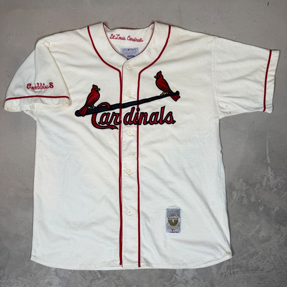Vintage Starter St Louis Cardinals Cooperstown Collection Jersey Mens XL Cream